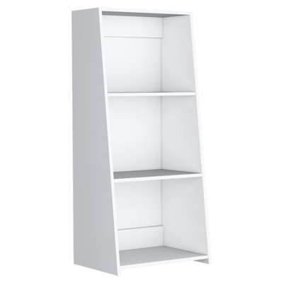47" Tall White Bookcase With Three - Space Saving Design. Versatile Storage For Your Needs. Modern Look. Easy To Build. Ideal Small Apartments & Offic