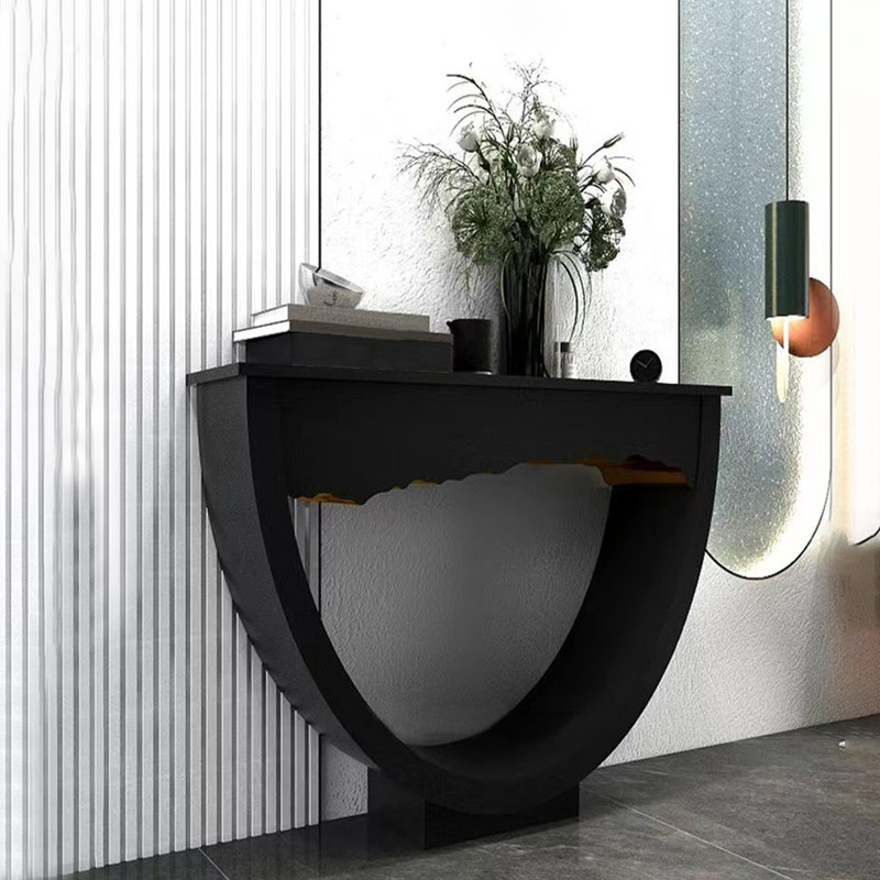 Nordic-style creative wooden console table, 33.46" H x 39.37" W x 13.78" D, Black