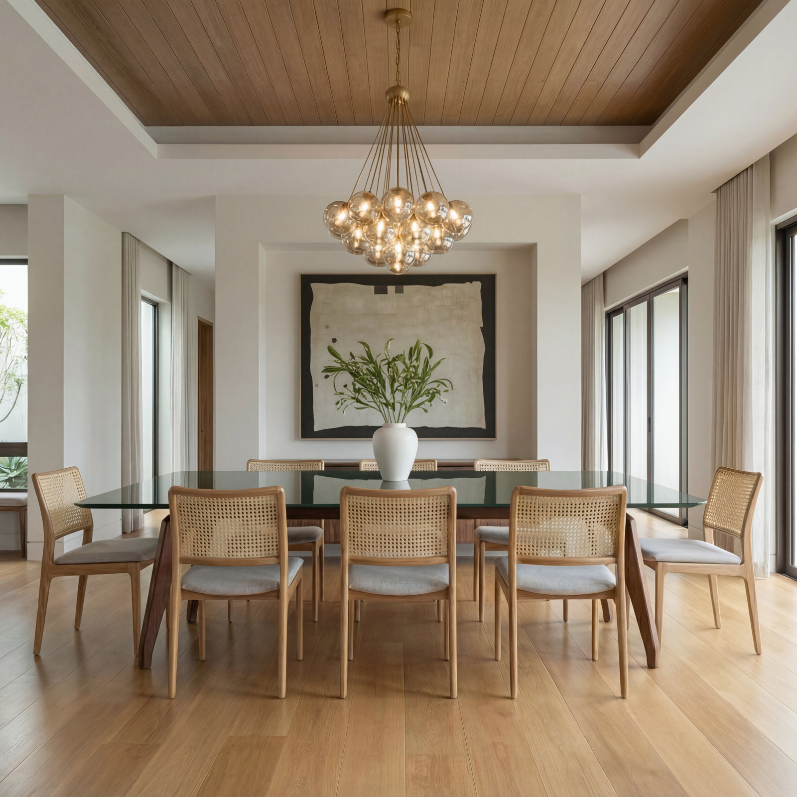 Ena Dining Table, 29.5" H x 86.5" L x 43.5" W, Florest,Nogal