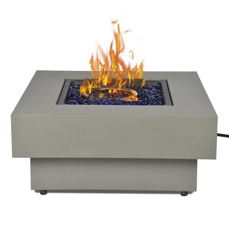 Caparro 14.5" H x 32.5" W Steel Propane Outdoor Fire Pit Table with Lid