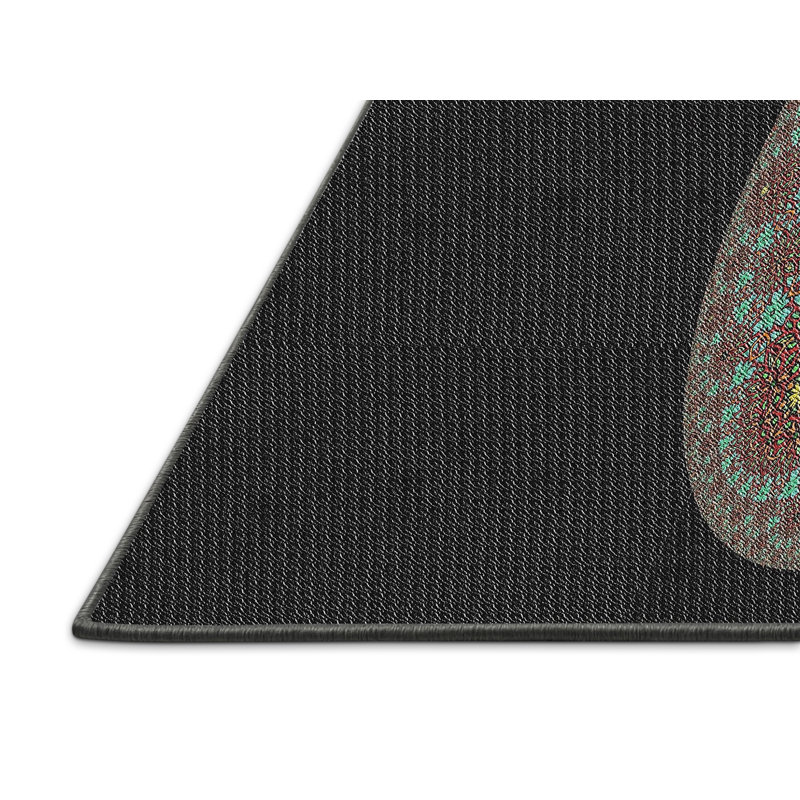 Tapis vert clair / orange / noir Power Loom, Rectangle 8 pi x 10 pi
