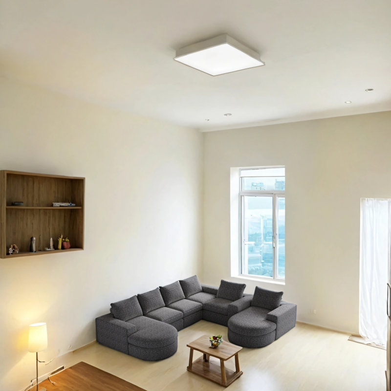 Canapé modulaire rembourré en L avec six modules, Gris