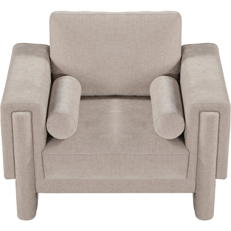 Izziah Upholstered Armchair, Beige Chenille Fabric