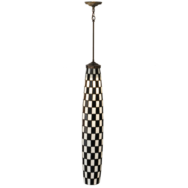 Luminaire suspendu cylindrique à 2 lumières, Noir et blanc