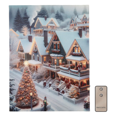 Art mural à piles avec éclairage - Ville de Noël