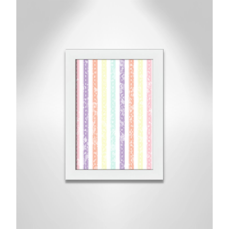 Adhésif décoratif Whimsical Stripe, H 16 po x l 12 po x P 0,625 po, Encadré plat blanc