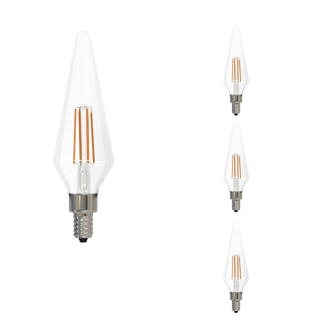 LED Filament Pack of (4) 4 Watt Dimmable Prism Light Bulbs with Candelabra (E12) Base (Set of 4) Bulbrite Industries