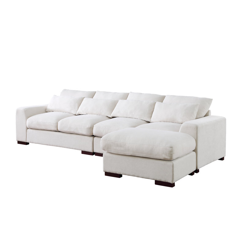 Canapé modulaire réversible avec repose-pieds Forbestown, Mélange de lin beige