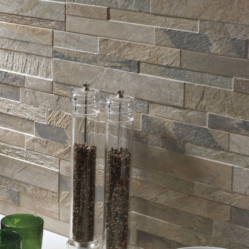 Cubics 6" x 24" Ledger Panel Porcelain Wall Tile, Beige