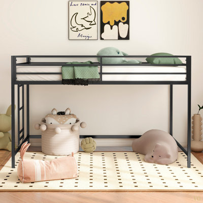 Adam Sturdy Junior Twin Loft Bed For Kids, Space Saving, Loft Bed With Easy Climbing Ladder And Guardrails, Loft Bed Frame For Bedroom