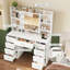 Table de coiffeuse avec miroir, bureau de coiffeuse avec 11 tiroirs et station de charge, coiffeuse pour la chambre à coucher, blanc