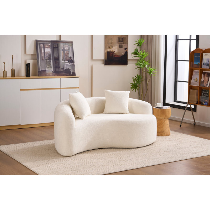 S-Curved Chenille Sectional Sofa: Dual-Depth (21.3" & 26.8"), White, No Assembly, Compact For Small Spaces, 400 Lbs, 66.9" L