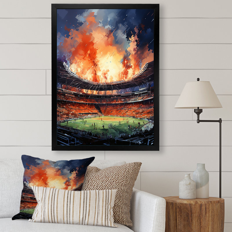 Décoration murale Sport Stadium In Spotlight IV - Cityscapes, H 32 po x l 24 po x P 1 po, Cadre photo noir