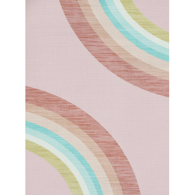Rug Branch Marlow 7' x 10' (6'7" x 9'6") Pink Rainbow Kids Area Rug, Modern, Medium Pile, Stain-Resistant Carpet - Playroom, Nursery, Toy Room and Bedroom