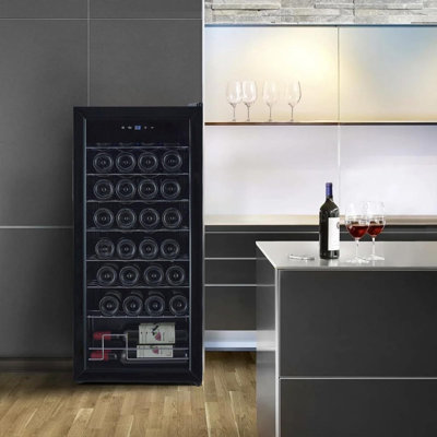32 Bottle Dual Zone Wine Cooler - Freestanding Wine Fridge with Fast Cooling & Low Noise for Home Bar