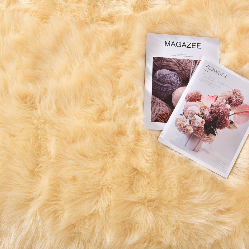 Chastyn Faux Sheepskin Indoor Rug, Rectangle 5' x 8'