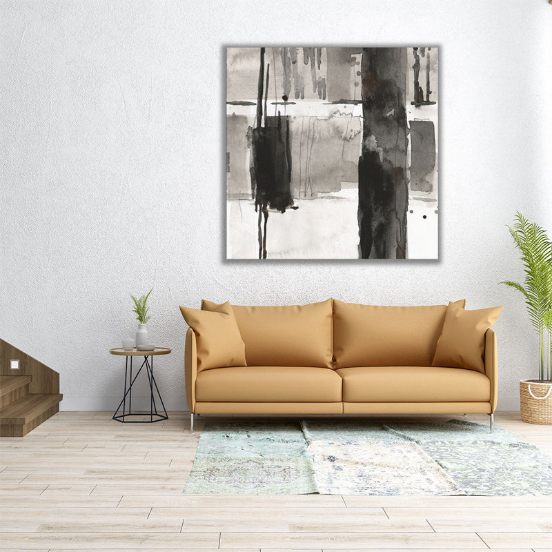 Double Row Piling I Black and White - reproduction d'art sur toile, H 12 po x l 12 po