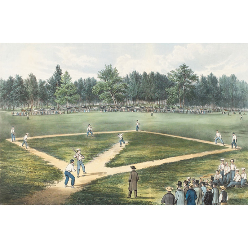 Le jeu national américain de baseball aux champs Elysian, H 16 po x l 24 po