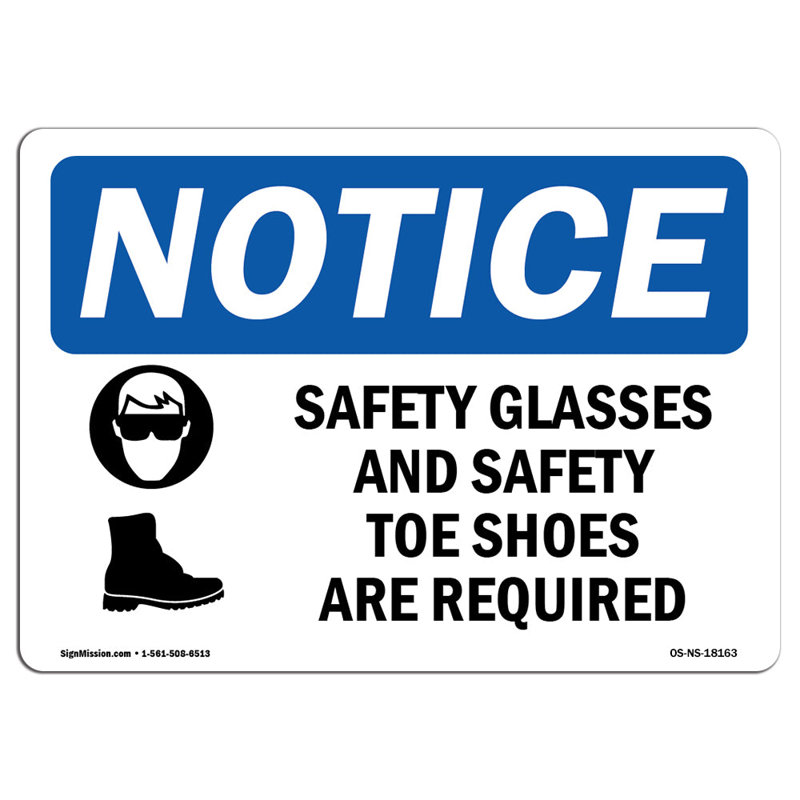 Lunettes de sécurité et panneau de sécurité