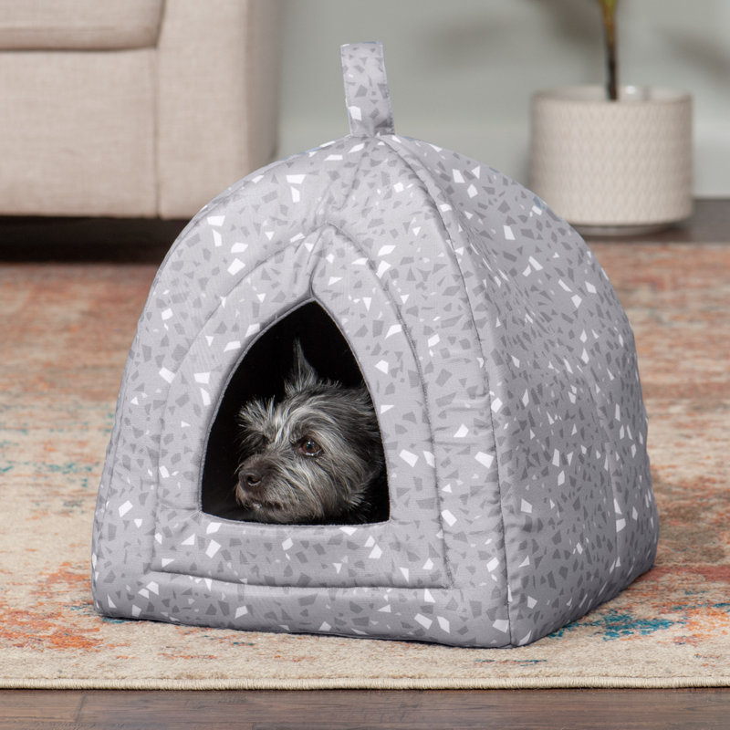 FurHaven Decorator Tent Pet Bed, Gray Terrazzo
