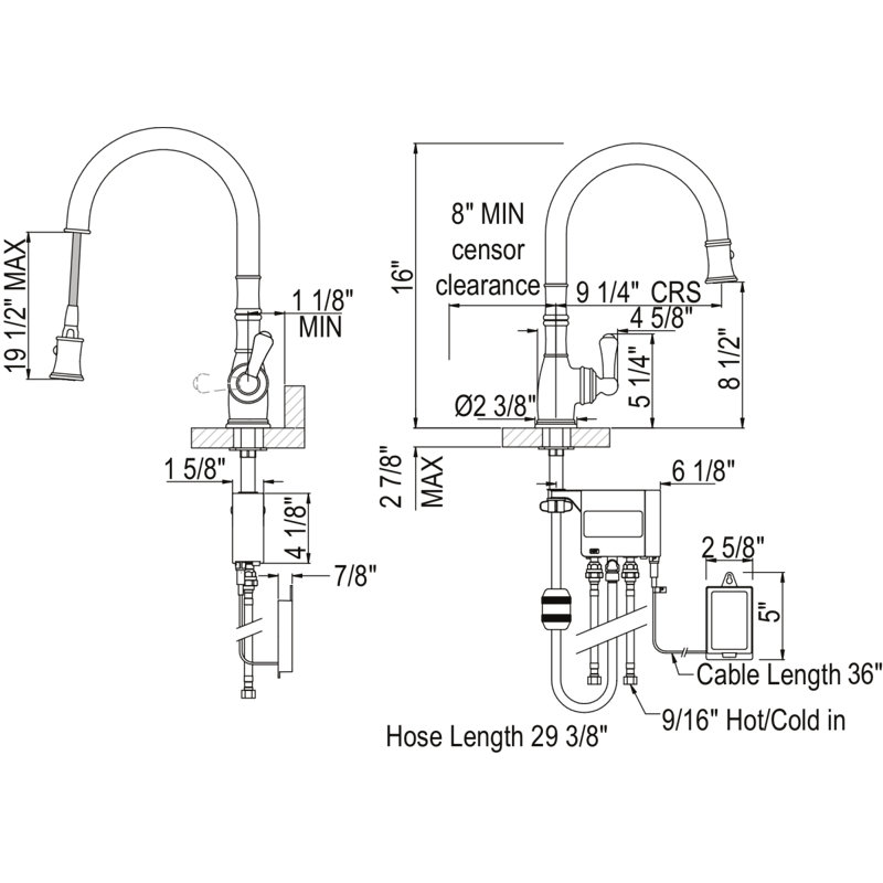 Georgian Era™ Pull-Down Single Handed Kitchen Faucet With Accessories, Polished Chrome