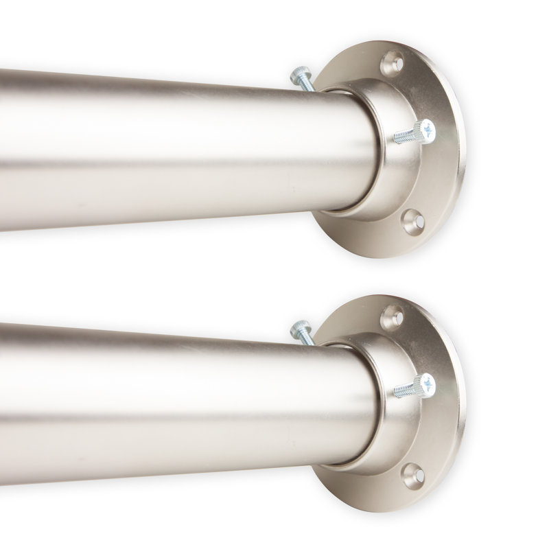 Tringle à rideaux simple réglable 1,5 po Rushaun, 66 po à 120 po, Nickel satiné