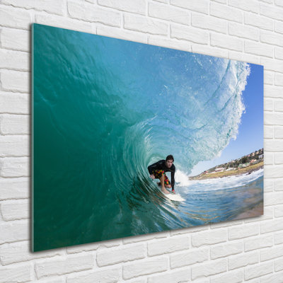 Surfer On The Wave - No Frame Print on Glass