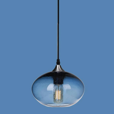 Luminaire suspendu circulaire en verre à bulles 9 pouces
