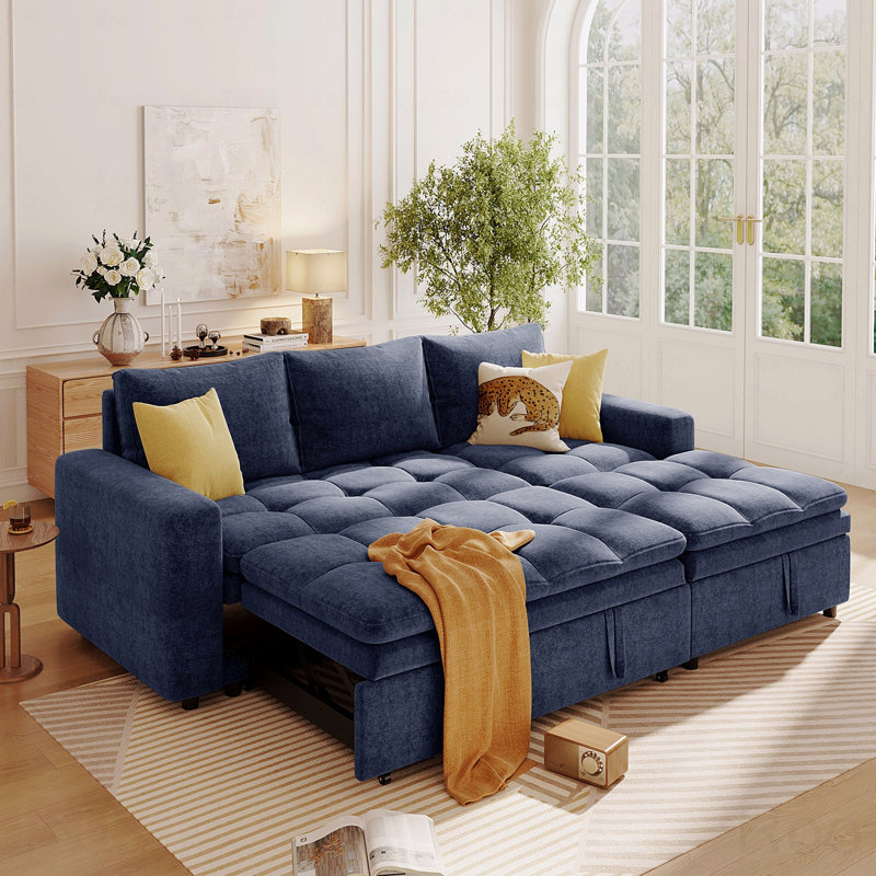 Basic Sectional Sofa, Soft  Upholstered  Sofa Bed With Storage Space