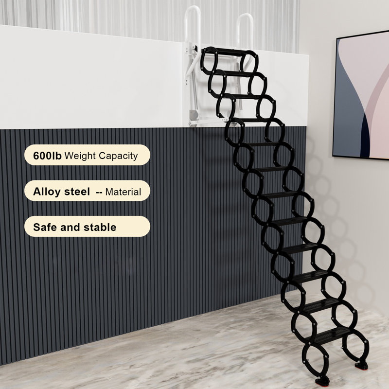 Générique istres échelle mezzanine noire mezzanine escalier escamotable 12 marches 27,6 "* 23,6" Générique