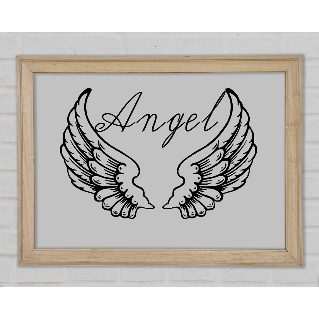 Angel Wings 4 Grau Gerahmter Druck