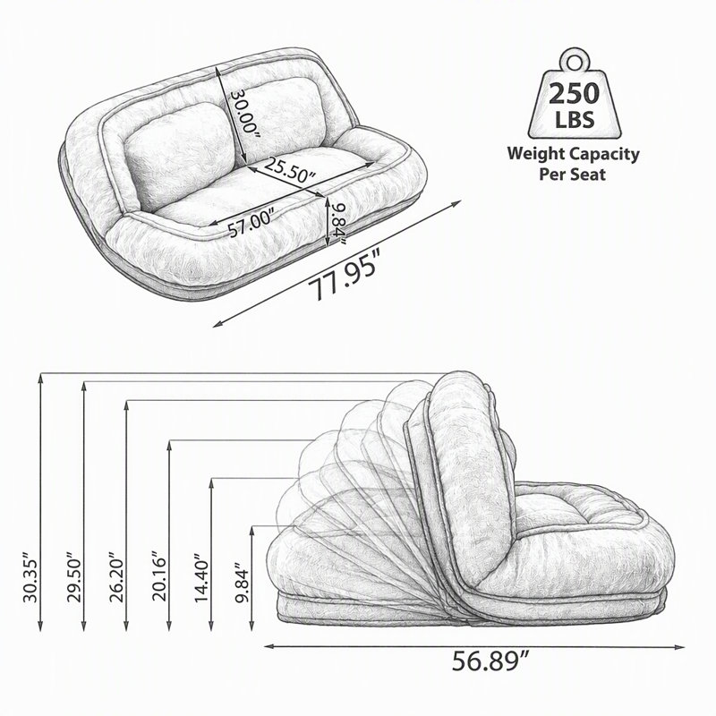 Canapé-lit moderne moelleux et lit pour animaux de compagnie avec dossier inclinable réglable pour un confort polyvalent