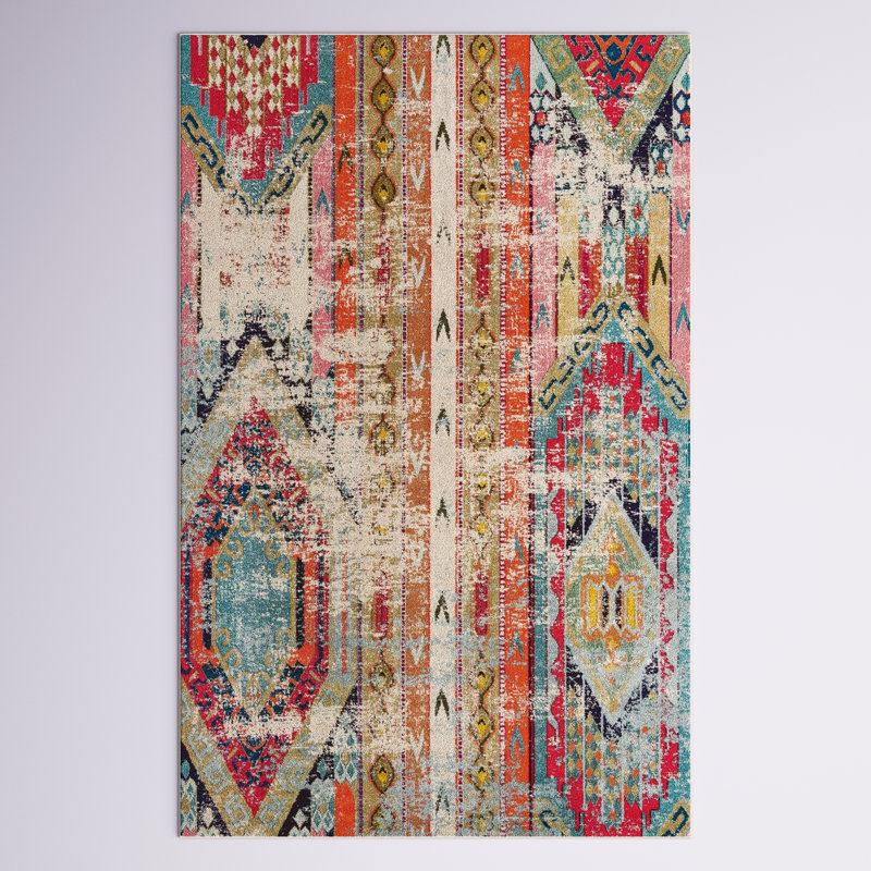 Washable Geometric Indoor Rug, Rectangle 5'1" x 8'