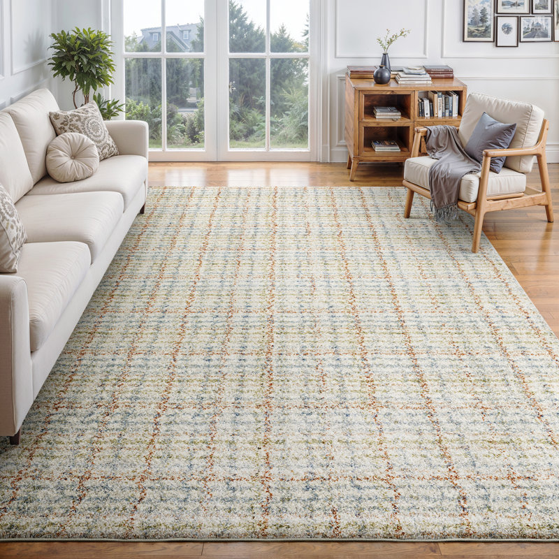 Tapis bleu / rouille Genesis, Rectangle 6 pi 7 po x 9 pi