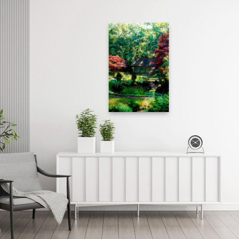 Jardin japonais 2, impression murale contemporaine, H 36 po x l 24 po