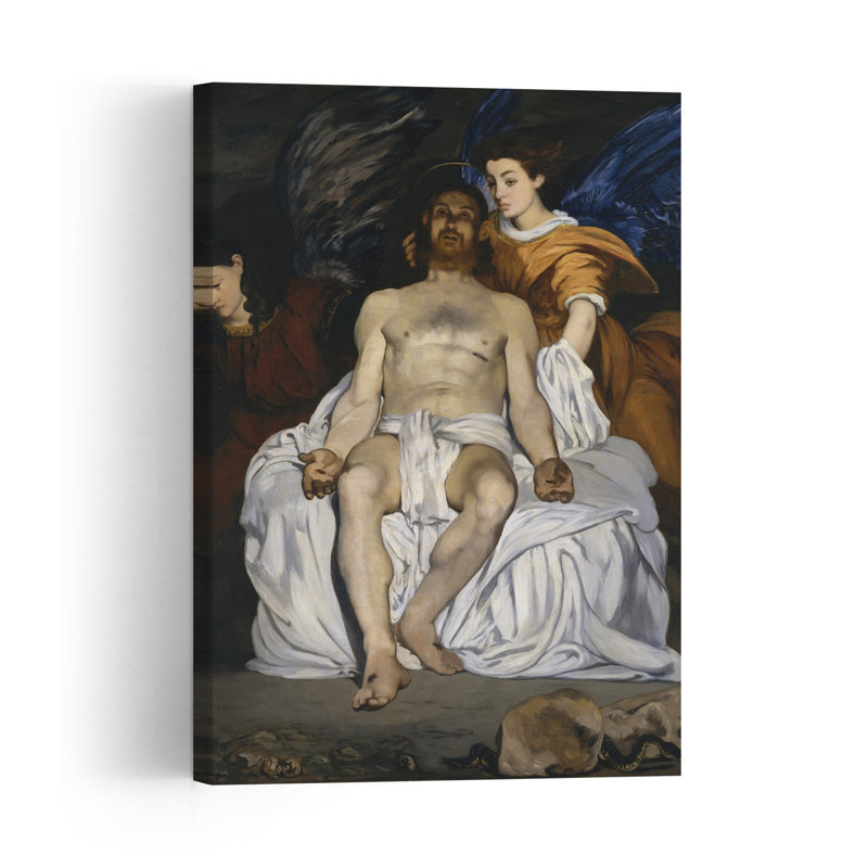 Le Christ mort avec des anges, 1864, estampe d'art mural abstrait contemporain impressionniste, H 36 po x l 24 po