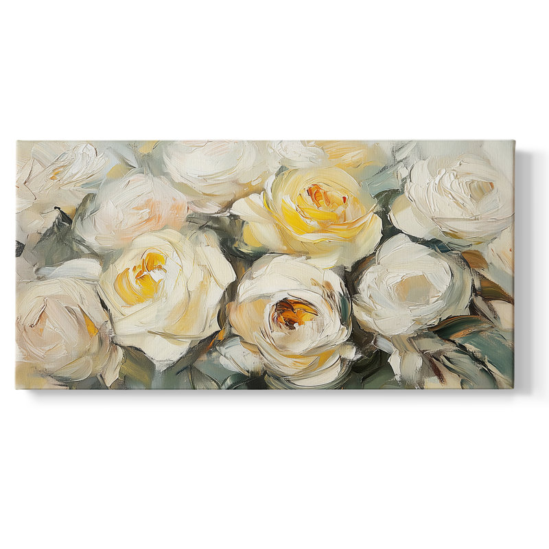 Botanical Series-CCX- Toile tendue avec châssis tendue, prête à être accrochée, H 21 po x l 41 po, Doré