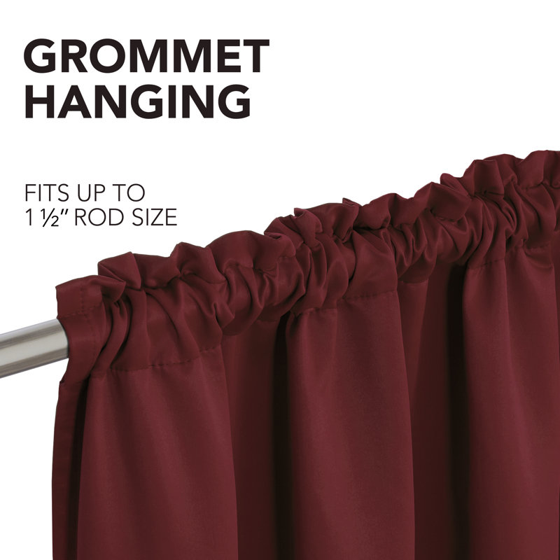 Deconovo 100 Percent Blackout with Liner Rod Pocket Curtain Panel Pair, 52" W x 84" L, Wine Red