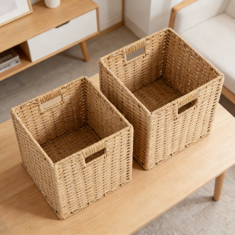 Paquet de 2 paniers de rangement pliables avec poignées LOHastour