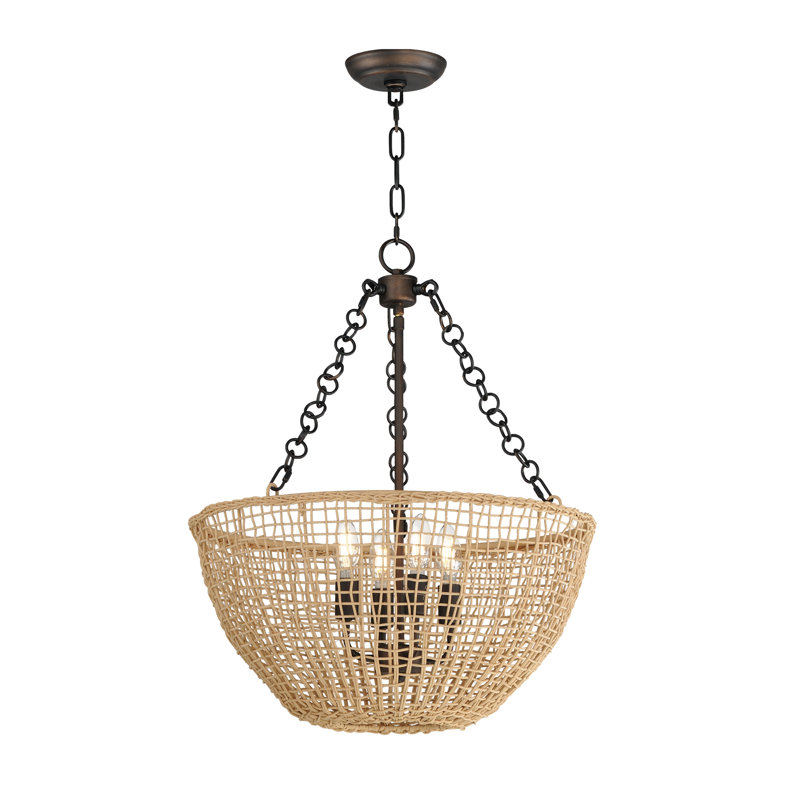 Cestino-Invert Bowl Pendant, Antique Bronze