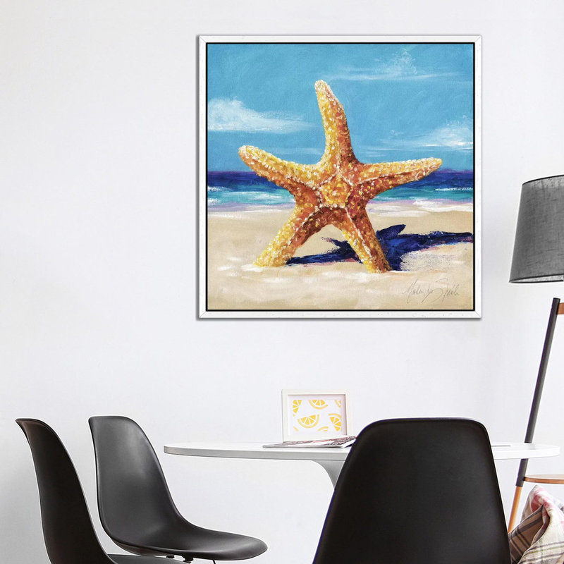 Star 1 Piece Wall Art on Canvas, 93.98 cm H x 93.98 cm W, White Framed