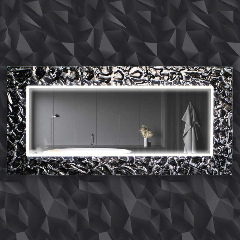 Valci Flat Glass Beveled Lighted Mirror, 62.6" x 31.1"