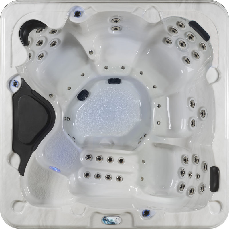 Aqualife 6-Person Gray Acrylic Lounger Hot Tub with Steps