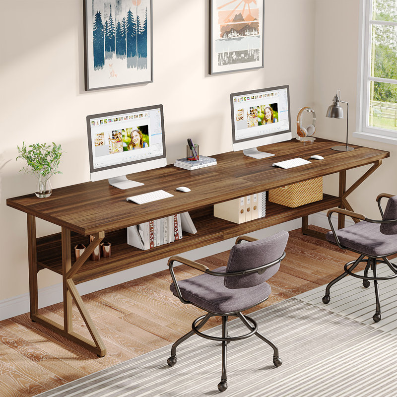 Bureau d'ordinateur très long avec tablette de rangement l 78,74 po Xochitl