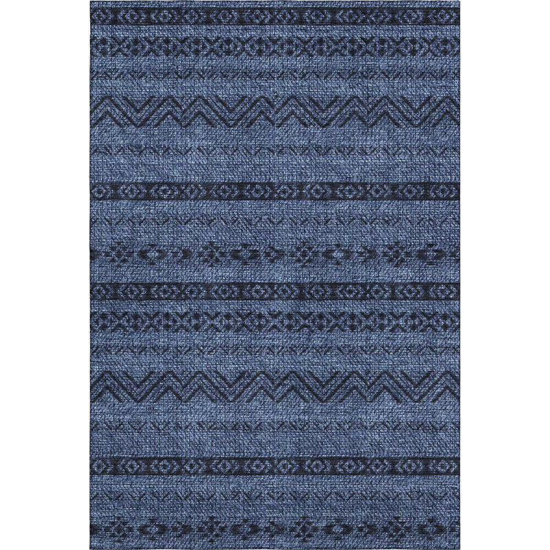 Premium Machine Washable Prisco Navy Rug, Rectangle 10' x 14'