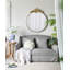 Grand miroir mural rond de 36 po x 41 po avec cadre en métal doré, miroir décoratif circulaire pour le vestibule de la chambre à coucher du salon