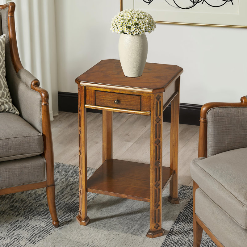 Moyer Side Table with Storage, Olive Ash Burl