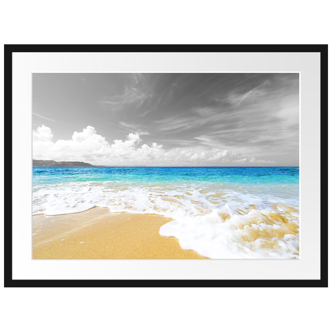 Gerahmtes Poster Sandstrand mit Welle