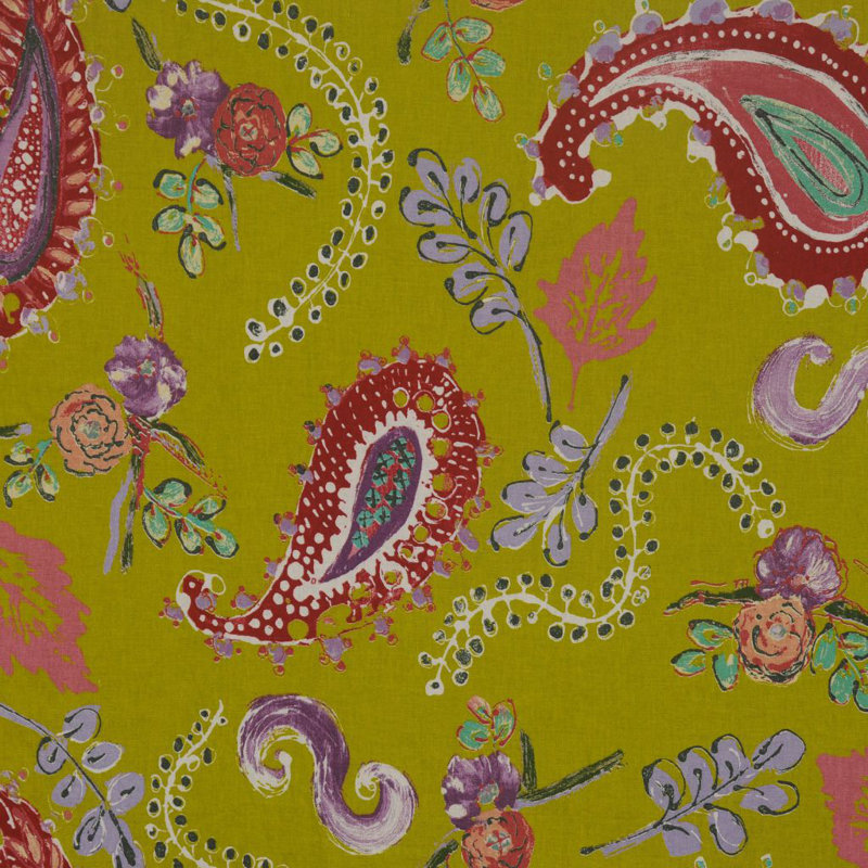 Allure Floral Fabric, Green/Burgundy/Purple
