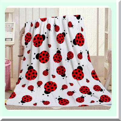 CozyBug Red Ladybug Pattern Throw Blanket - Soft, Warm, Decorative Blanket for Baby, Toddler, Pets (30"x40")"
